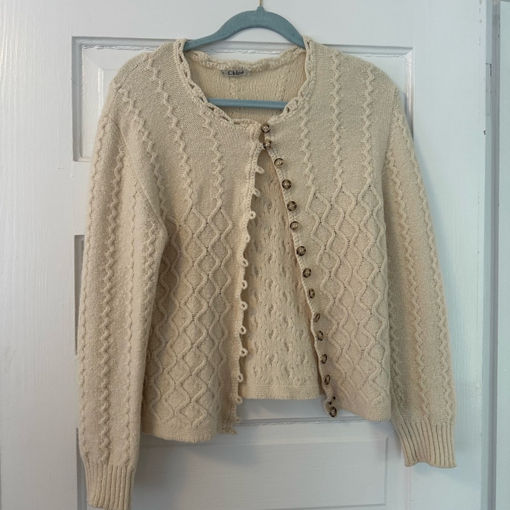 Chloé Vintage Cable Knit Cardigan Sweater